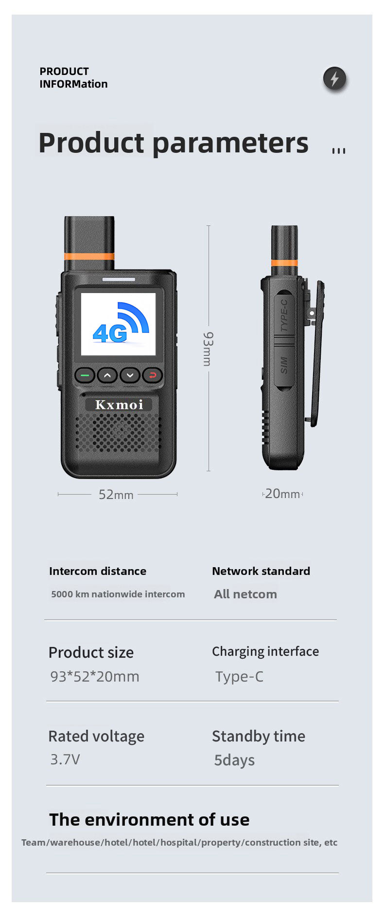 KXMOI KX-912 Walkie Talkie Global Poc Two Way Radio For Nationwide Communication