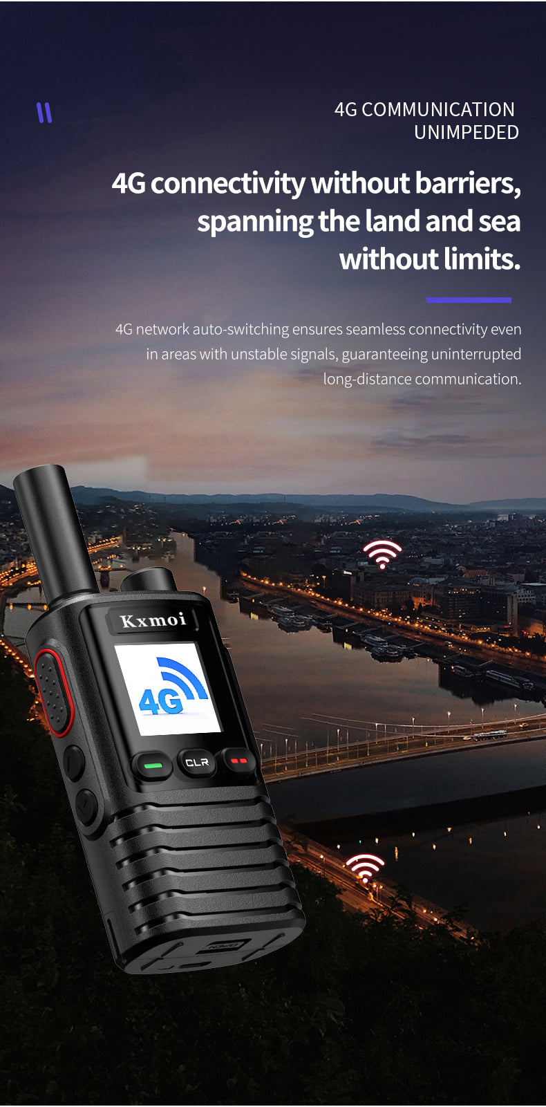 Kxmoi KX-888 Walkie Talkie Poc Nationwide Two Way Radio For Construction Fleet Warehouse