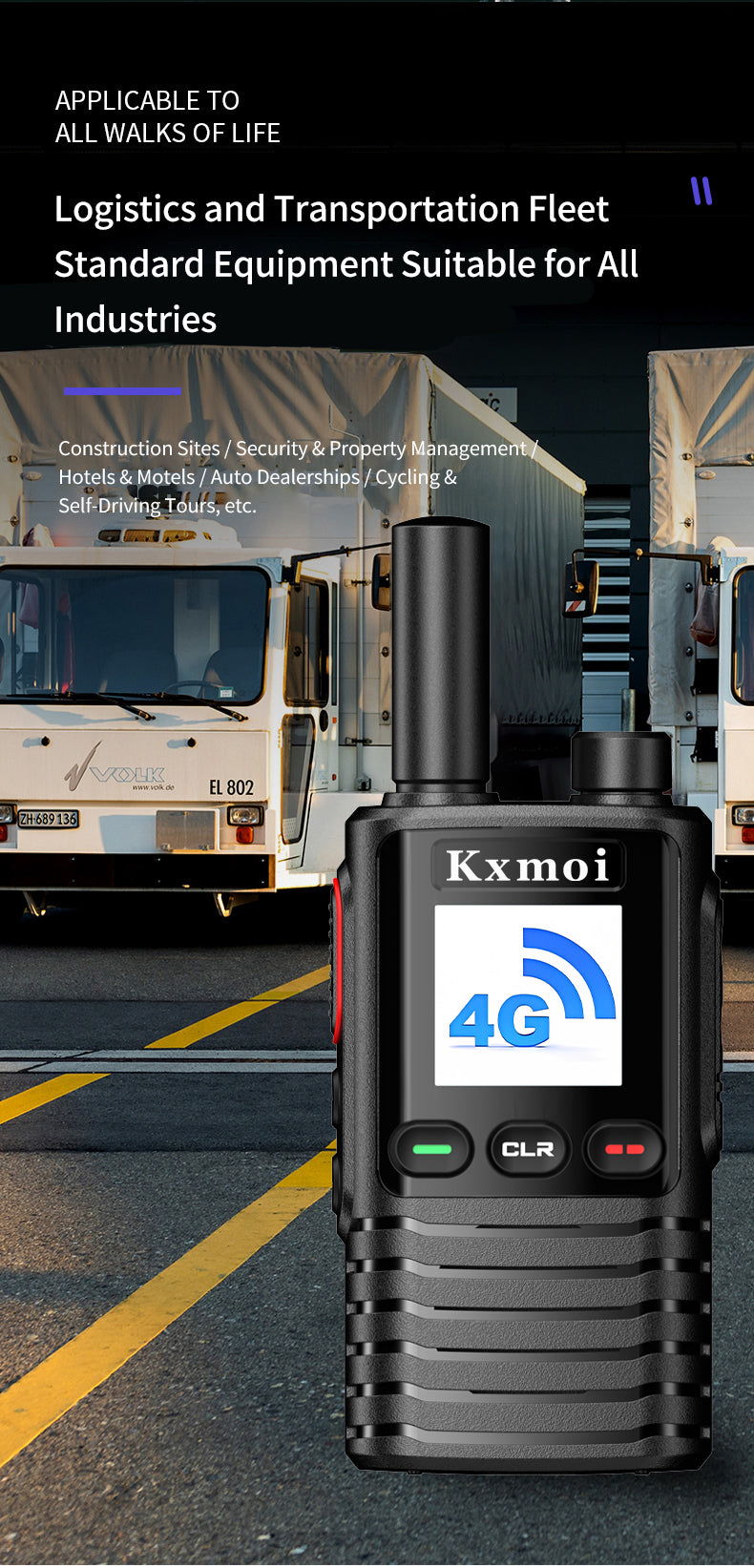 Kxmoi KX-888 Walkie Talkie Poc Nationwide Two Way Radio For Construction Fleet Warehouse