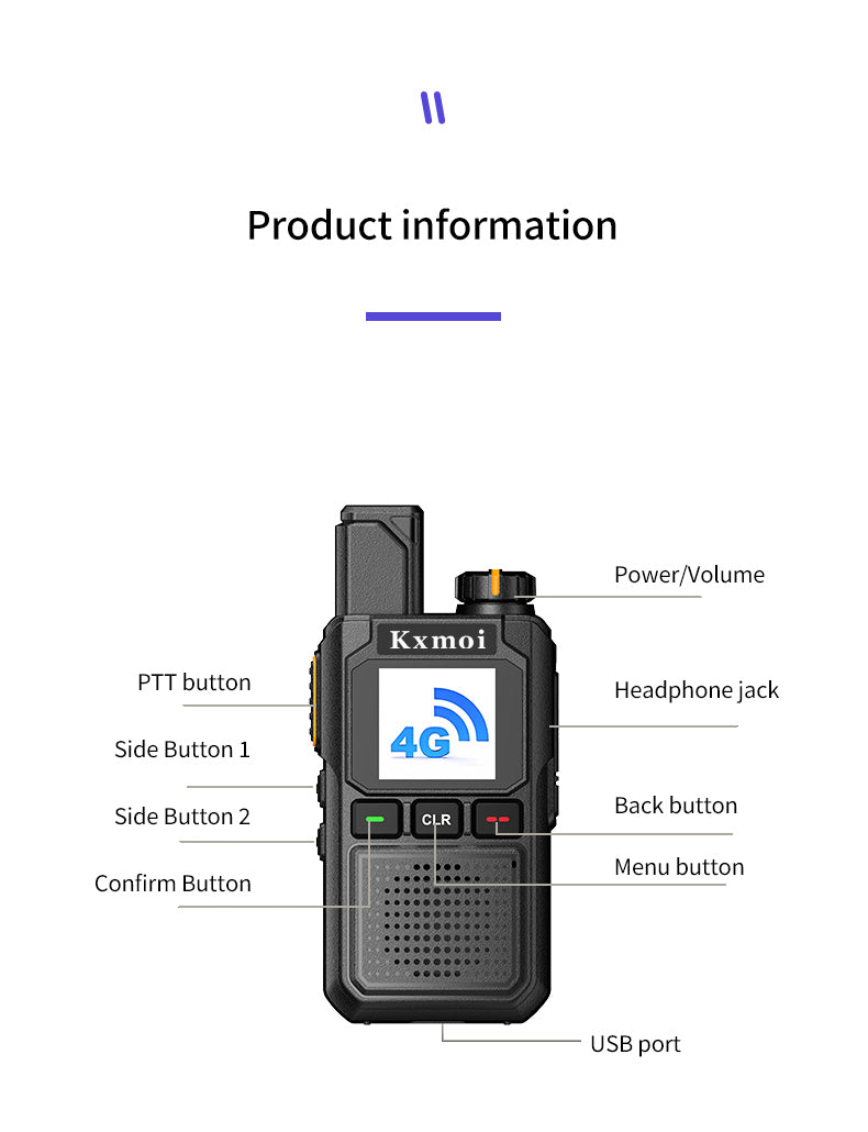 Kxmoi KX-777 Walkie Talkie POC Two Way Radio Long Distance For Nationwide Team Activities