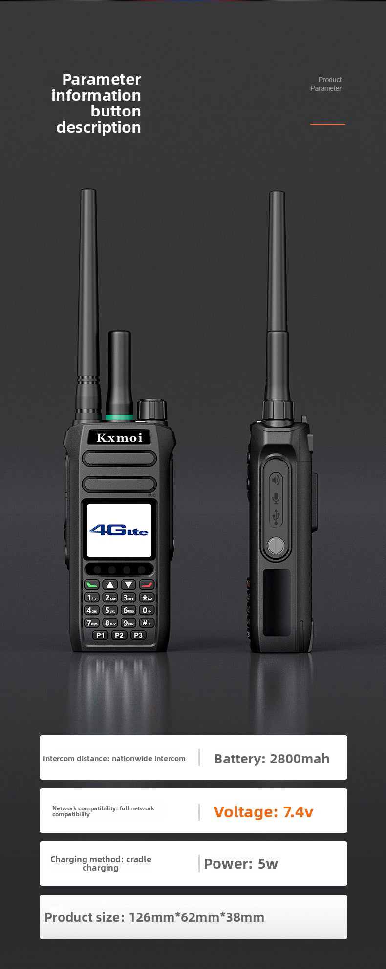 Kxmoi K8 Dual Mode Walkie Talkie POC PTT Two Way Radio For Nationwide Activities