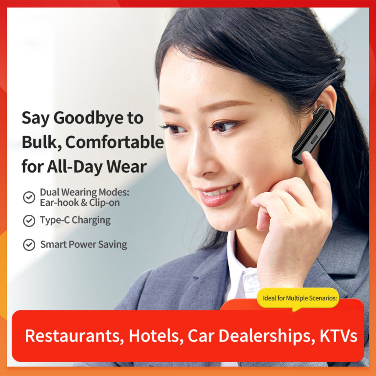 Kxmoi KX-03 Walkie Talkie Mini Size Ear Hook Type For Hotels Shopping Malls